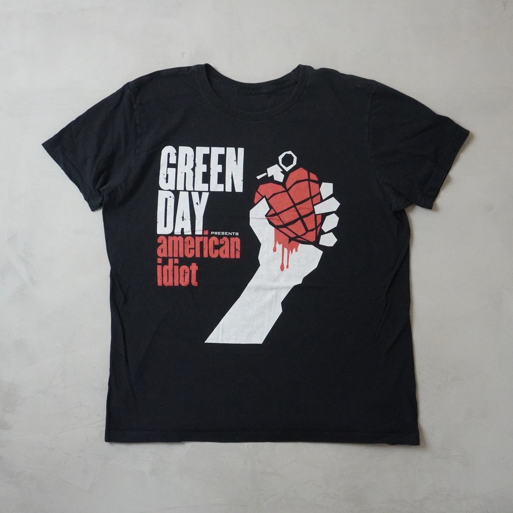 Green Day American Idiot T-Shirt XL Mens Black Punk Rock Heart Grenade Graphic
